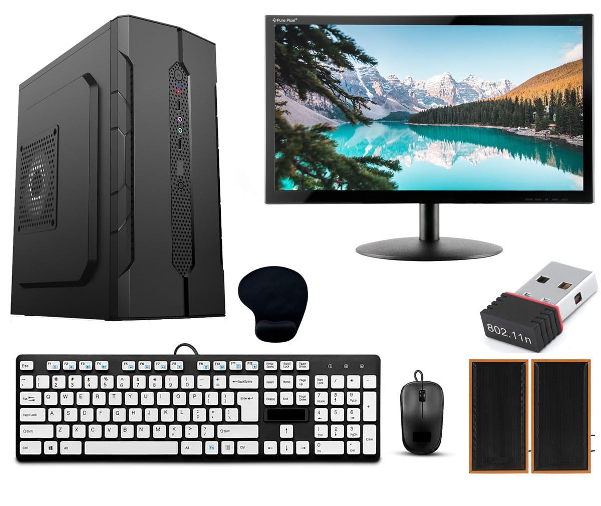 Onlix Desktop Computer Set with i5-4590, 8GB RAM, 512GB SSD, 19-inch Monitor, Keyboard, Mouse, WiFi Reciver, Speakers, Windows 10