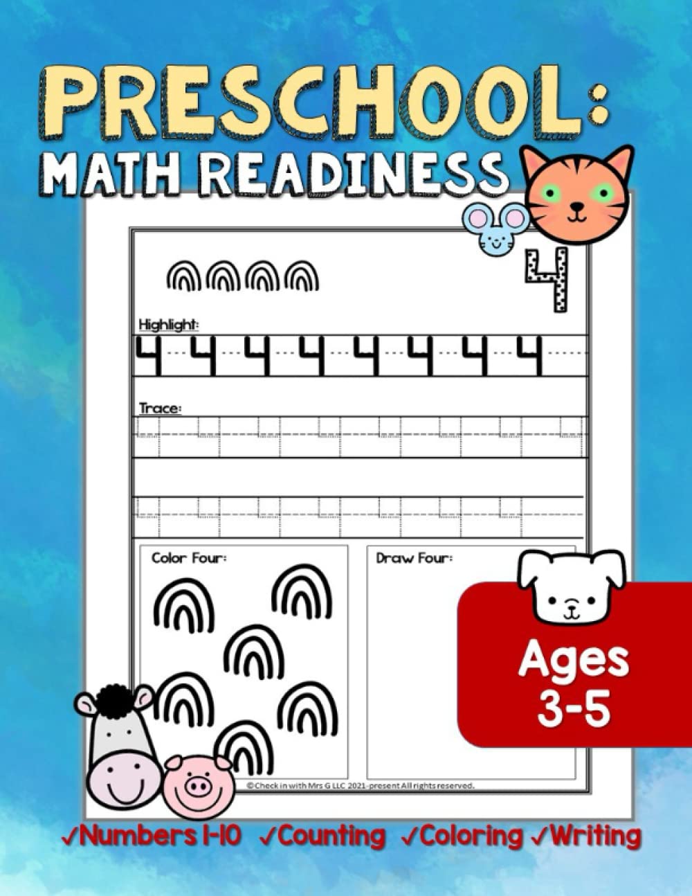 Preschool Math Readiness: preschool math for kids, preschool math workbook for kids ages 3-5, preschool math workbook number tracing