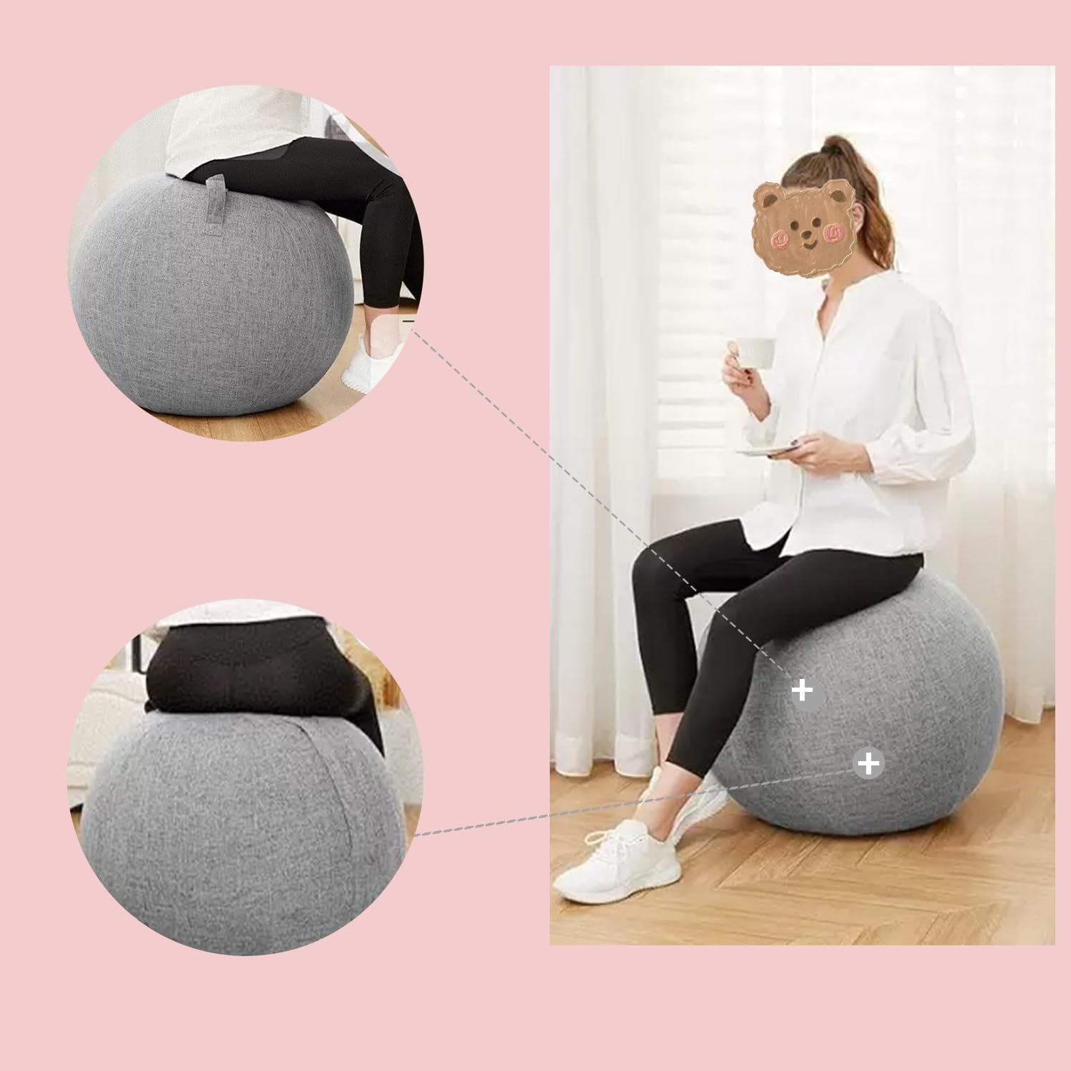 Housse de protection pour ballon d'exercice avec fermeture éclair - Housse de protection en tissu amovible - 65 cm