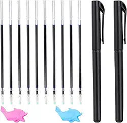 Canetas mágicas e refis para cadernos de exercícios de escrita à mão ranhurados, caneta de tinta desaparecendo para prática de mágica, caneta de tinta invisível com prendedores de lápis