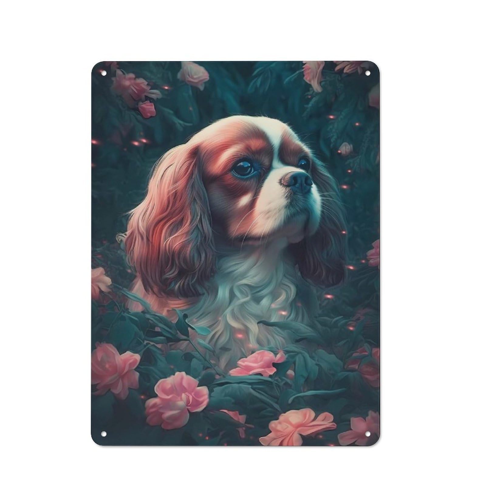 Junmoney Cavalier King Charles Span Retro Metal Plaque 40X30cm For Dining Room Or Kitchen, For Home Interiors, Feature Walls And Decorative Displays
