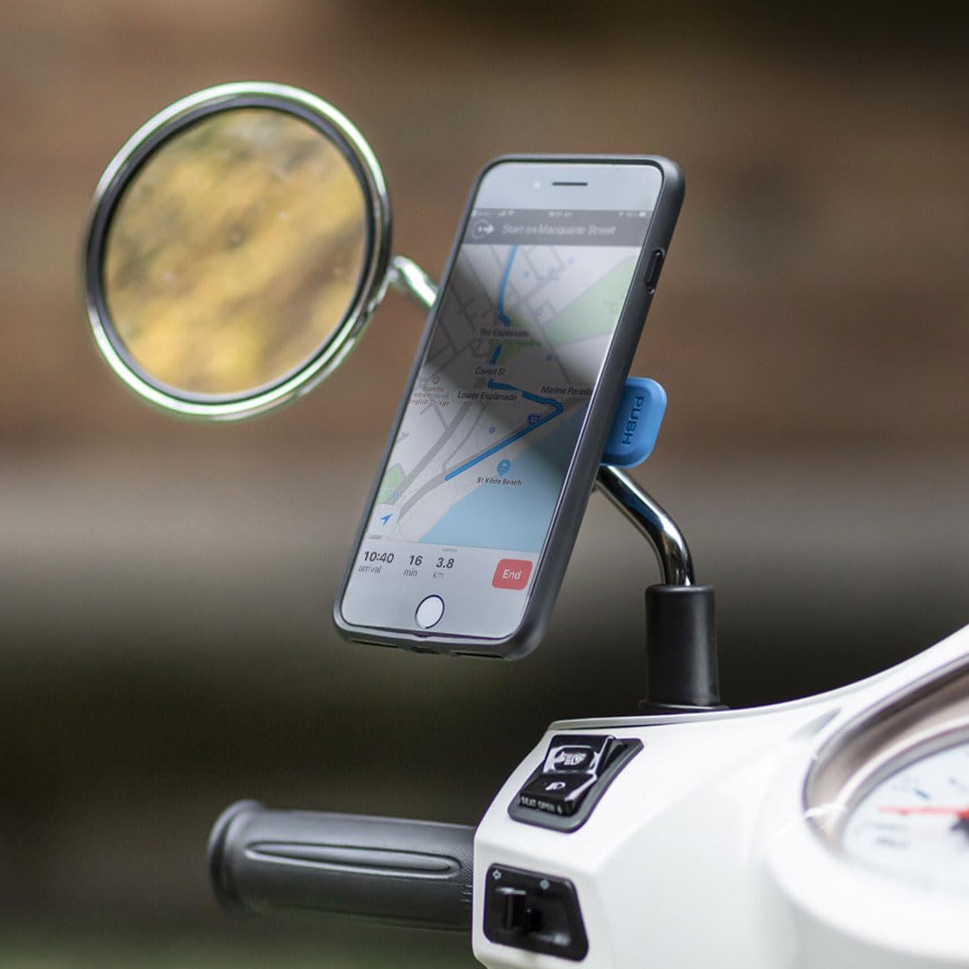 Quad Lock Support Téléphone pour Rétroviseur de Moto avec Amortisseur de Vibrations et Coque MAG pour iPhone 16 Plus