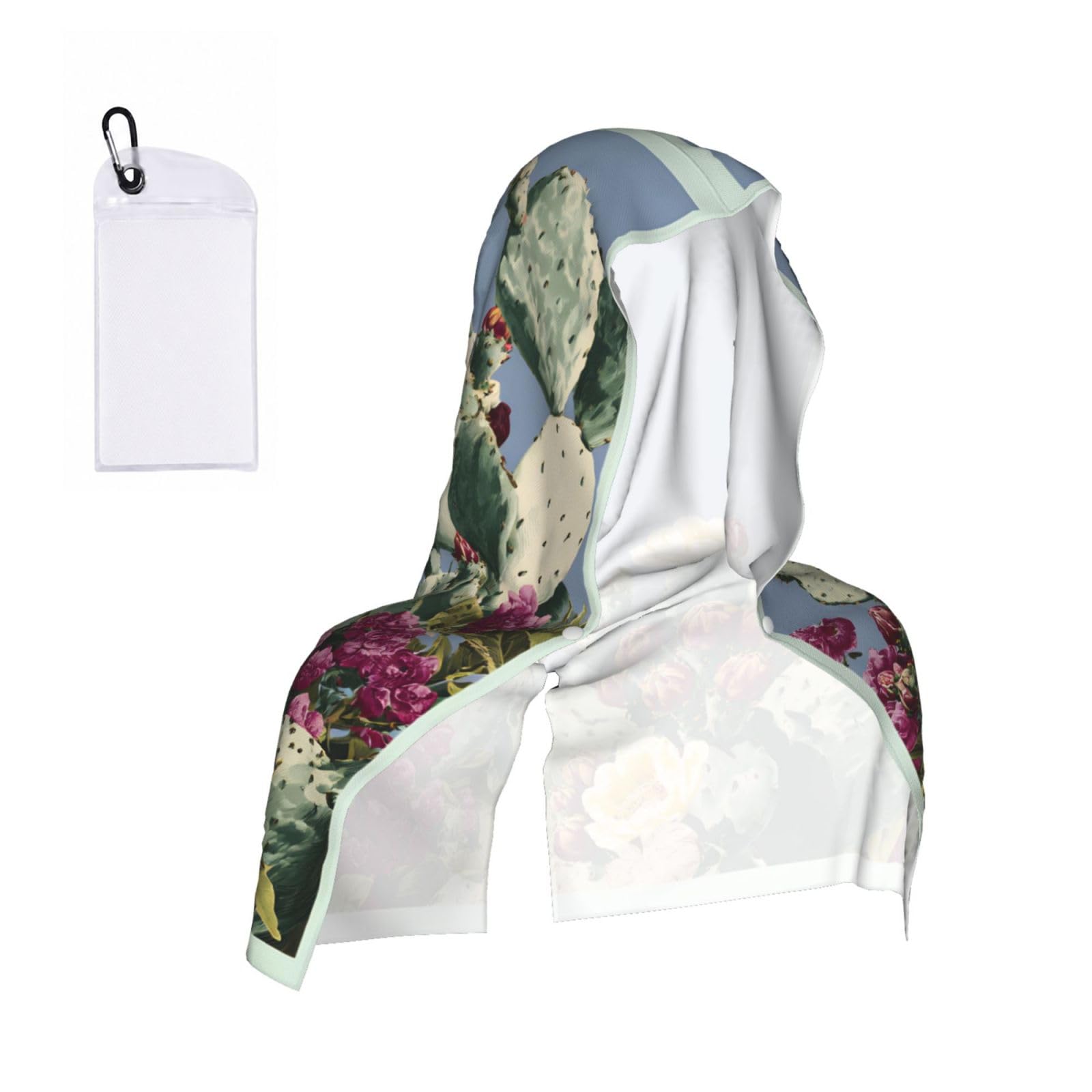 WXWJSHMGC Cactus Print Cooling Hoodie Towel, Cooling Towels For Neck And Face Sun Protection Instant Cool Hoodie(Sport/Camping/Work Out/Hot Weather)