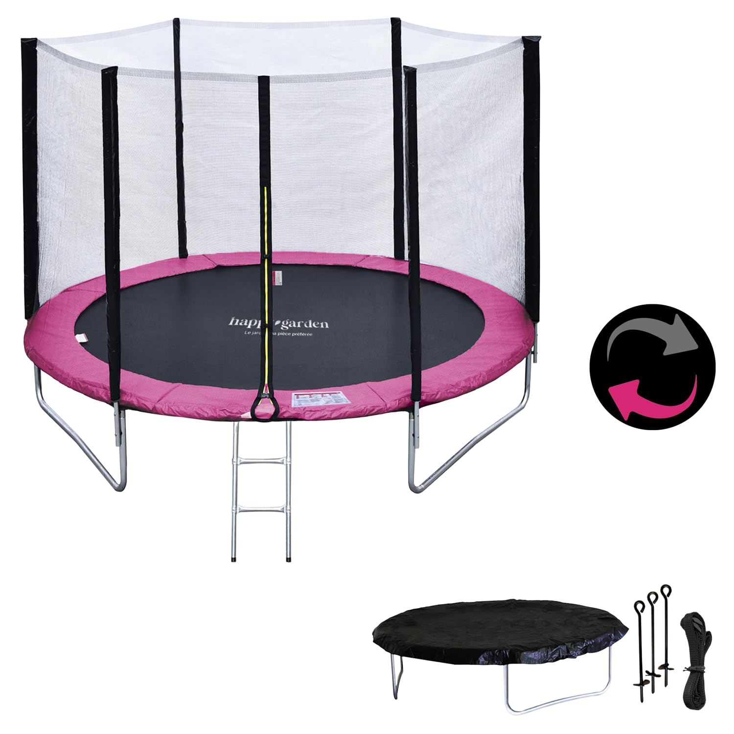 Pack Premium Cama elástica 245cm Reversible Canberra + Red de Seguridad, Escalera, Lona y Kit de Anclaje