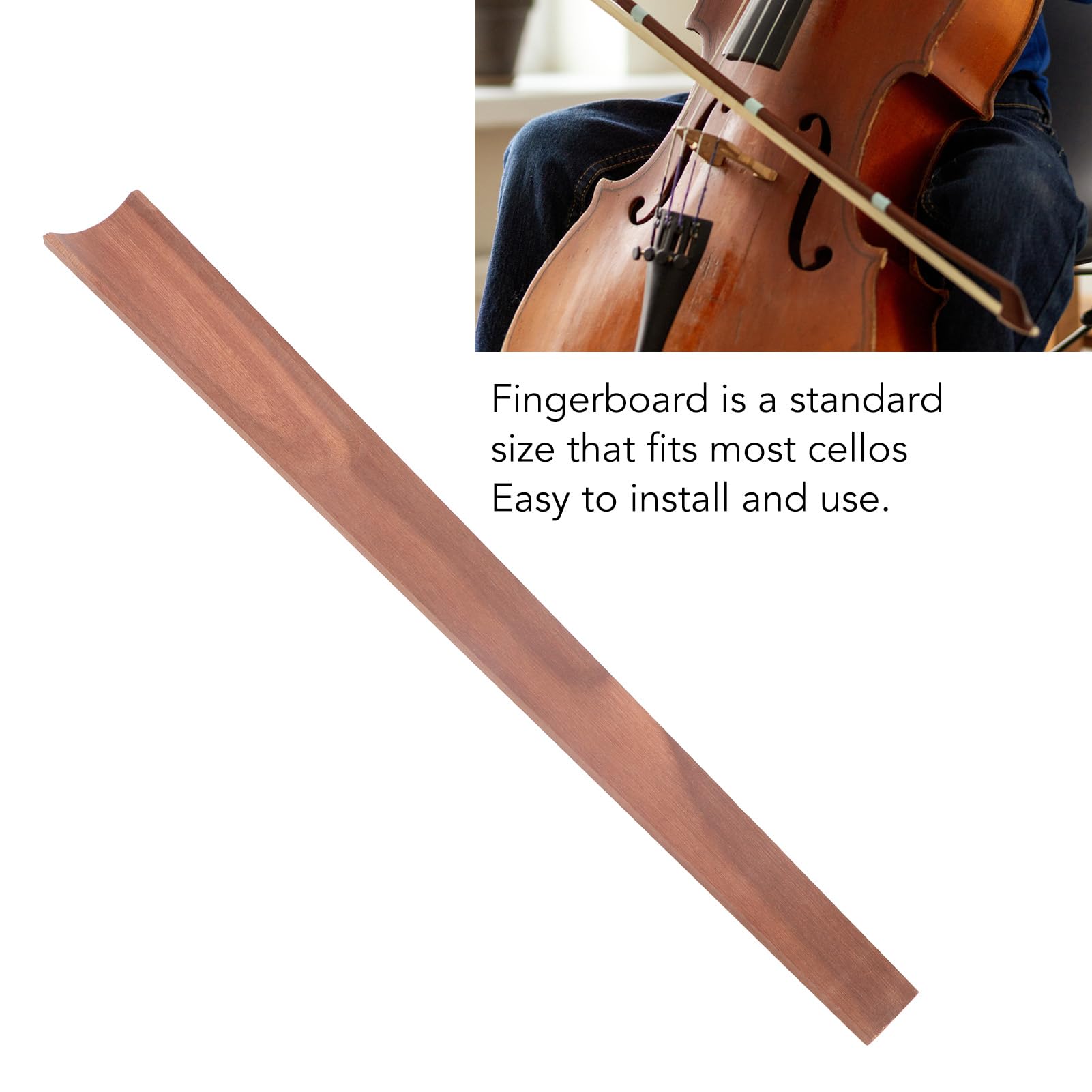 Touche De Violoncelle 4/4 En Séquoia - Remplacement Standard, Bois Naturel, Pour Violoncelles