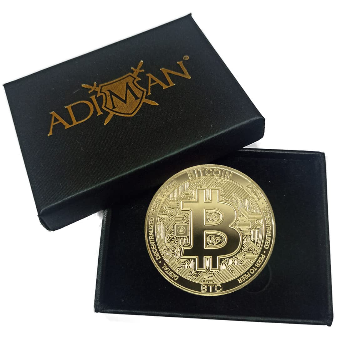 Adiman Cryptocurrency 24Kt Gold Plated 1 Oz Heavy Thick Premium Coins with  Luxury Box Cryptocoin (Bitcoin Next Generation Design) : Amazon.in: Home &  Kitchen