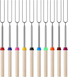 10 Pack Marshmallow Roasting Sticks Telescoping Smores Sticks for Open Fire Pit 32 Inch Long Marshmallow Toasting Barbecue Forks BBQ Smores Skewers for Campfire Camping Hotdog Hot Dog