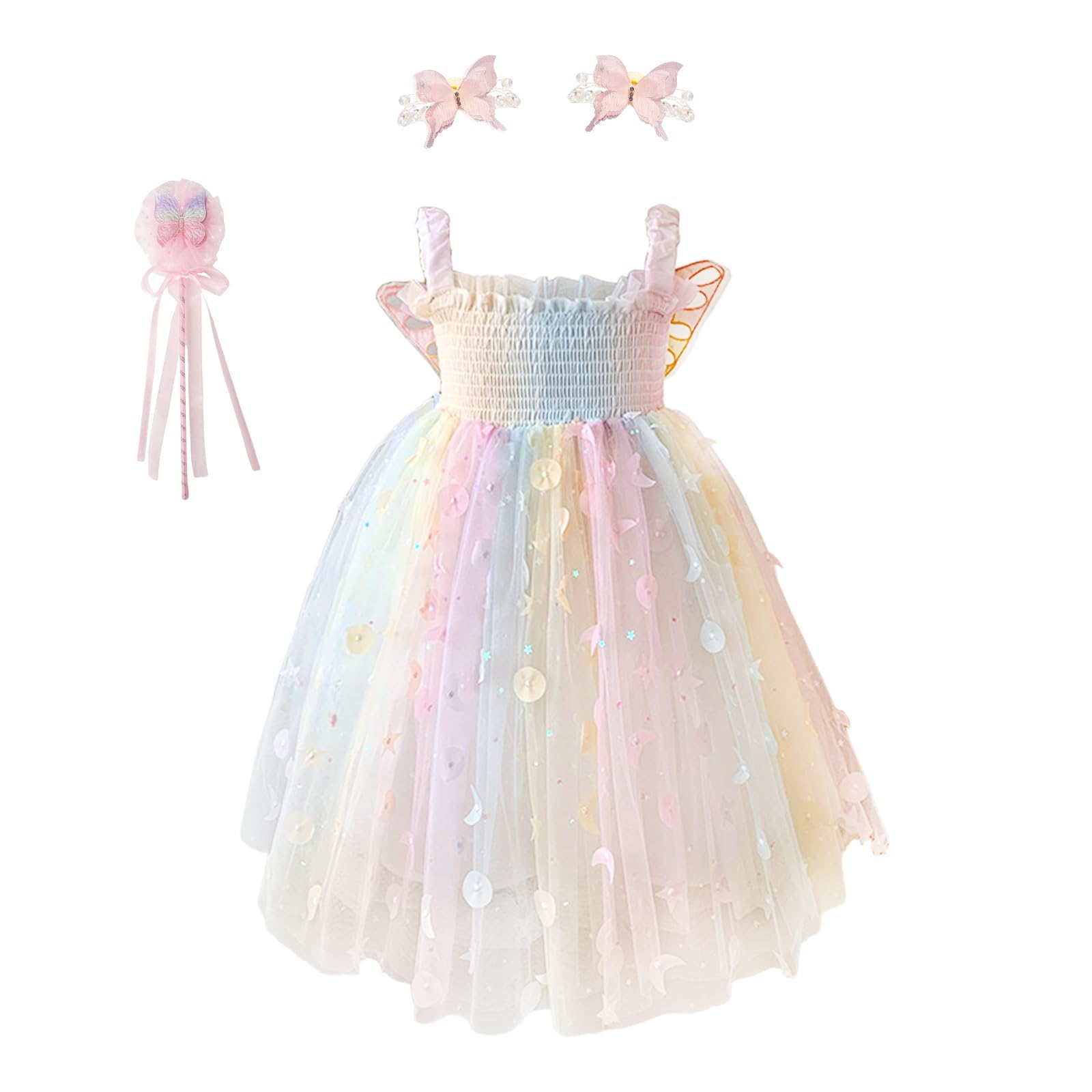 Vestito Elegante Estivo Senza Maniche per Bambina,Vestito Cerimonia Bambina in Tulle per Nozze,Damigella e Feste di Compleanno,con Scatola Regalo,Abito da Principessina per 4-8 Anni