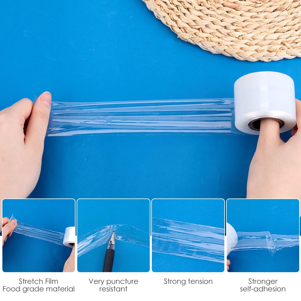 CREATCABIN 2rouleau Film Étirable 4cm X 400 m Film Étirable Rétractable Film Rétractable Plastique Durable Rouleau Film Rétractable Film Étirable Robuste pour Cosmétiques Emballage Voyage Déménagement