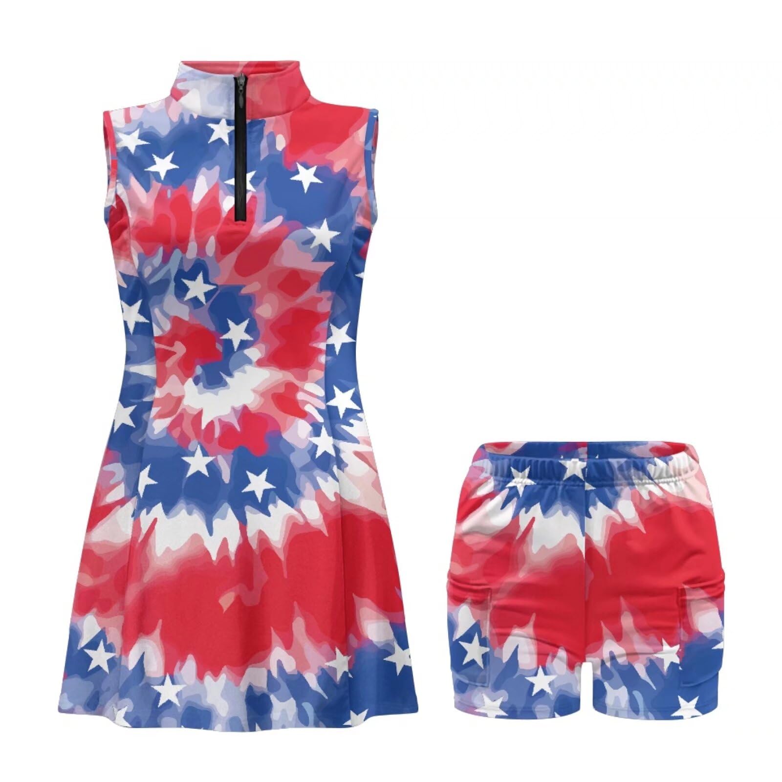 Belidome Vestido de tenis de dos piezas para mujer con pantalones cortos integrados, bolsillos, vestido de golf Outftit