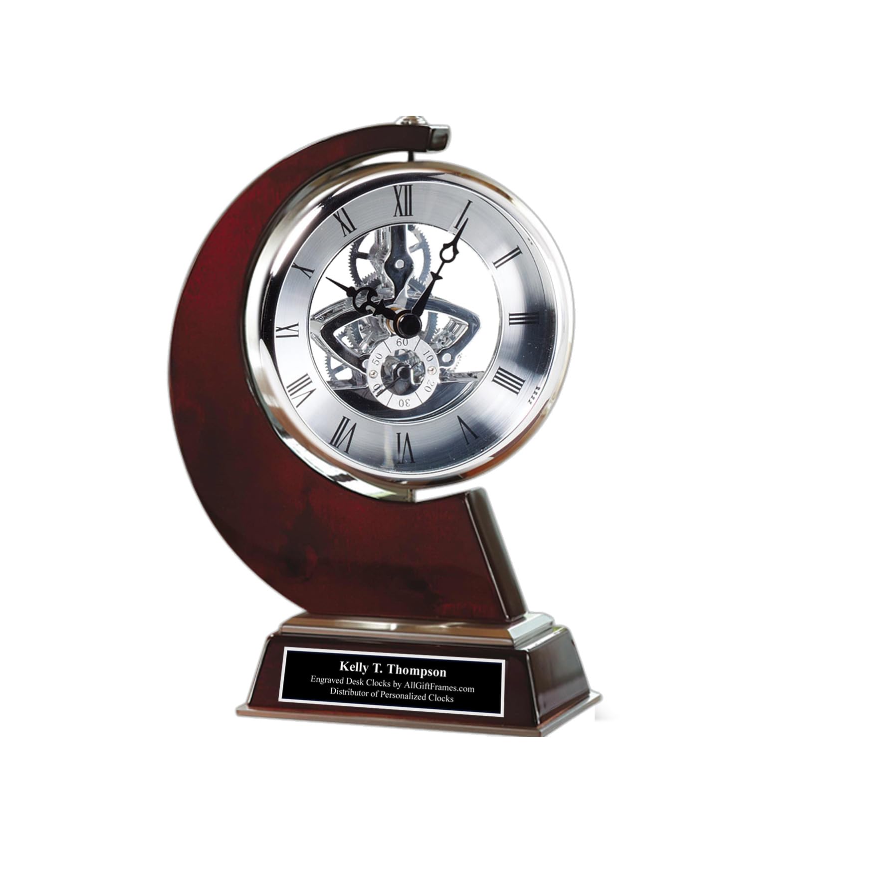 Personalized Rotating Glass Desk Clock – Gold Executive Gift For Retirement, Promotion & Awards