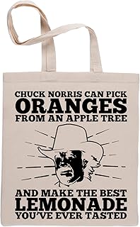 Bioclod Chuck Norris Can Pick Oranges From An Apple Tree Riutilizzabile Cotone Beige Sacchetto Reusable Cotton Shopping Bag