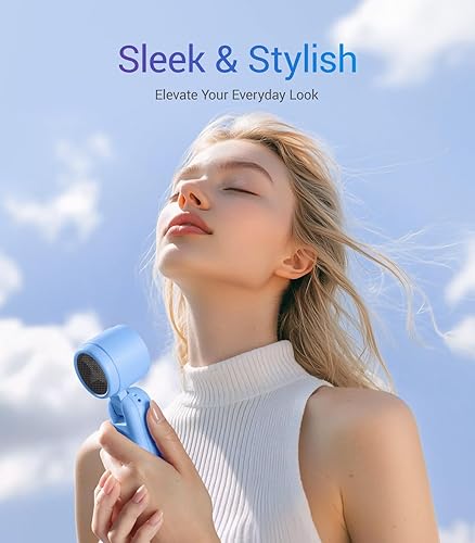 Miniatura 5 de iTurbo - Ventilador turbo de mano, mini ventiladores de mano portátiles plegables, batería recargable, pantalla LED de alta velocidad de 5