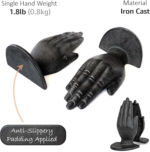 Miniatura 3 de Ambipolar Sujetalibros decorativos estilo manos acento decorativo de hierro fundido negro antiguo para decoración del hogar, estantería, decoración