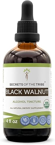 Black Walnut USDA Organic  Extracto de alcohol, gotas de hierbas de alta potencia  Hecho de 100% nogal negro orgánico certificado (Juglans Nigra)
