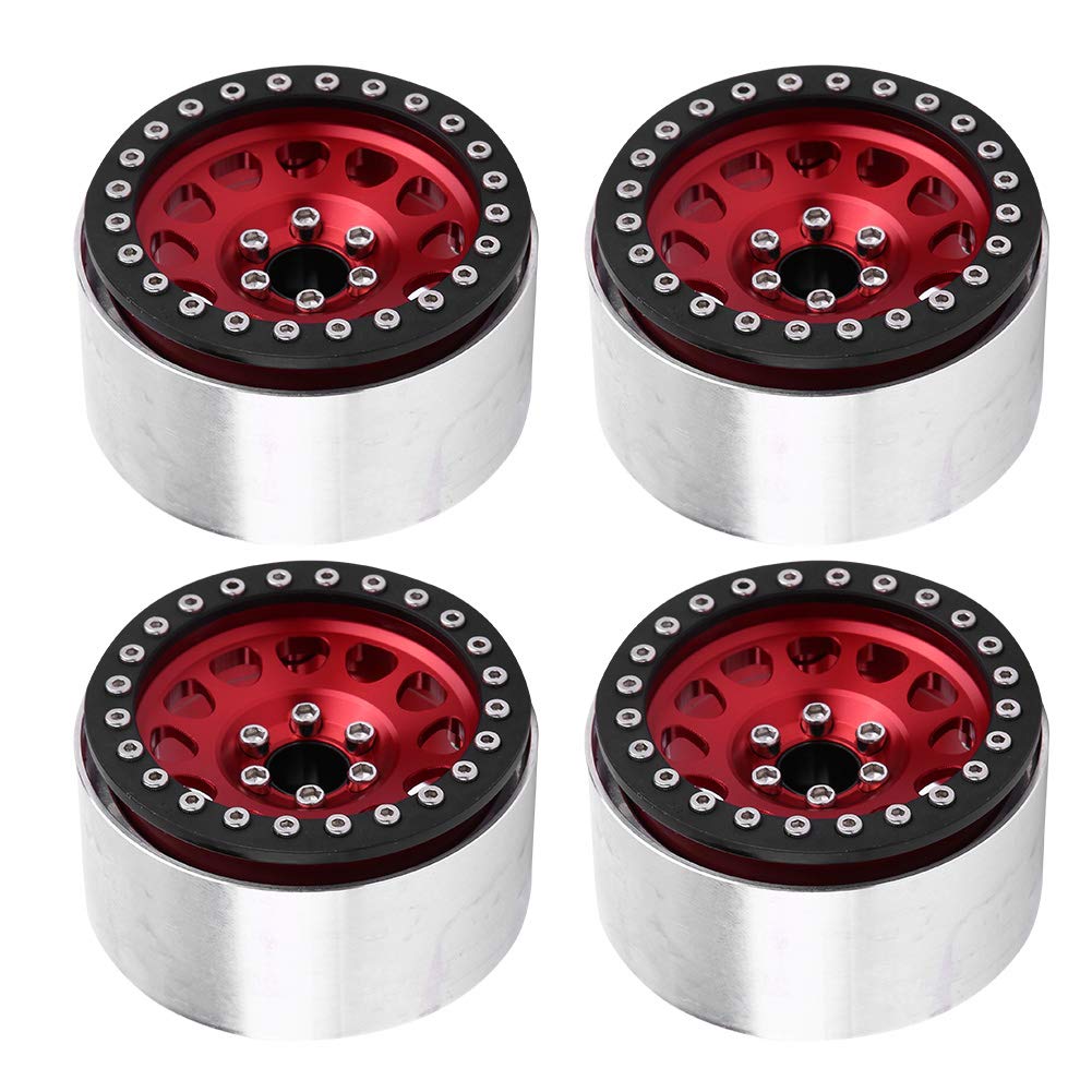 Buje de llanta de rueda RC, mecanizado CNC, aleación de aluminio, duradero, ligero, alto rendimiento, fácil instalación, acabado anodizado para TRX4, SCX10, 90046, KM2, Wraith (cubo de rueda rojo con