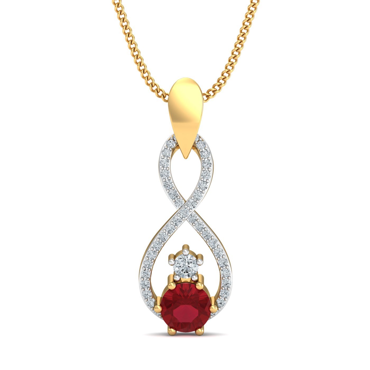 18KT Yellow Gold Charm Ecstacy Ruby Pendant for Women-image-41