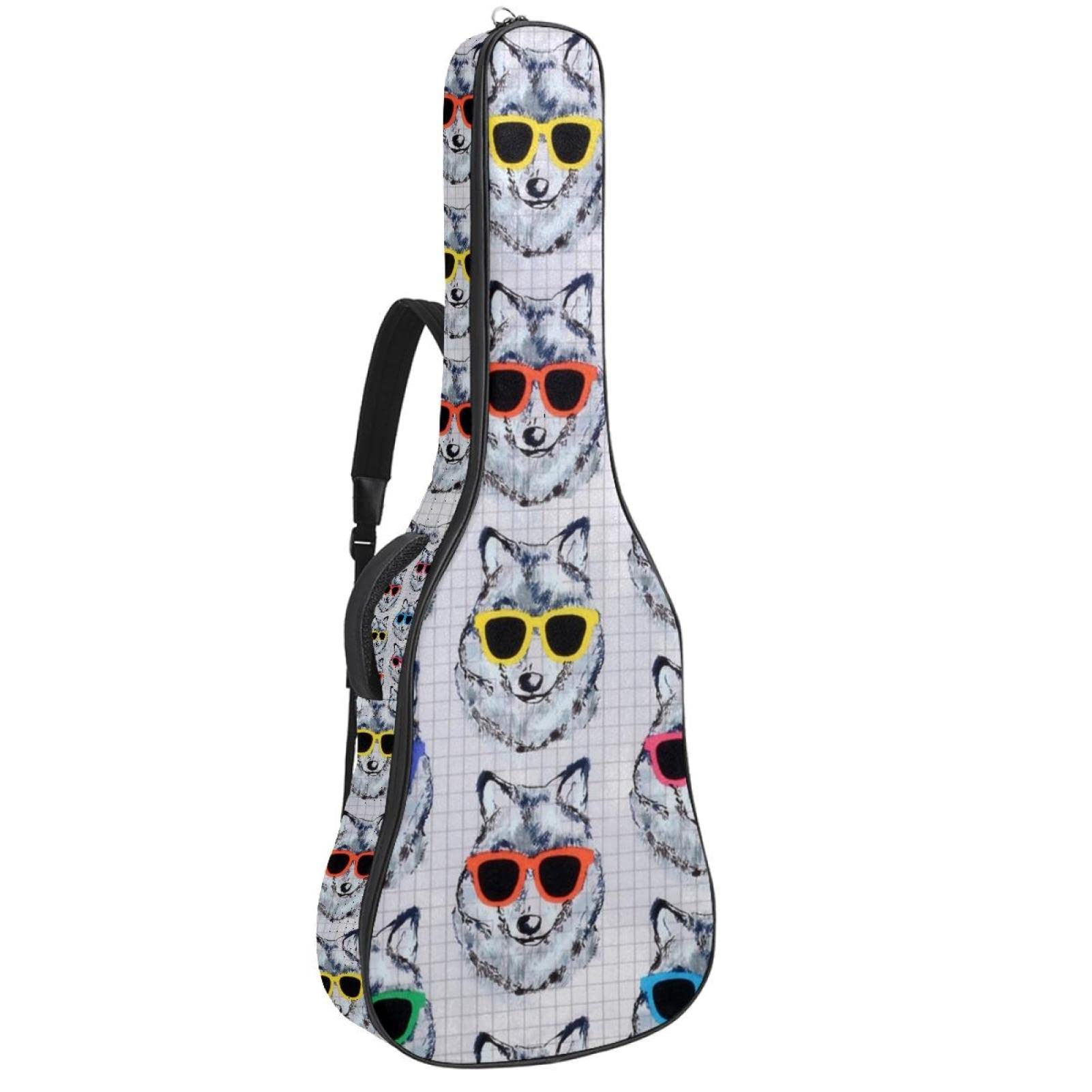 Torba na gitarę akustyczną, wodoodporny plecak, gruby, miękki, wyściełany, gitary akustyczne i elektryczne, gitara klasyczna, Kolor7, 42.9x16.9x4.7 in, Organizer do torby