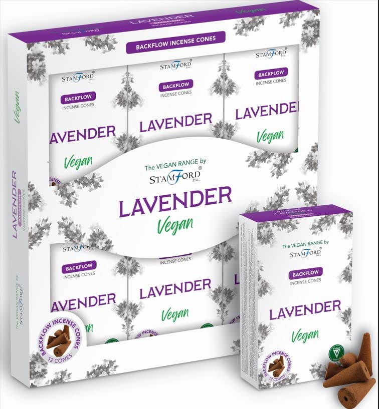 Stamford Vegan Patchouli Incense Backflow Cones-72 Cones (Lavender)