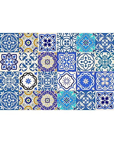 Tile Stickers 24 PC Set Authentic Traditional Talavera Tiles Stickersl Bathroom & Kitchen Tile Decals Easy to Apply Just Peel & Stick Home Decor 6x6 Inch (Bathroom Decals)