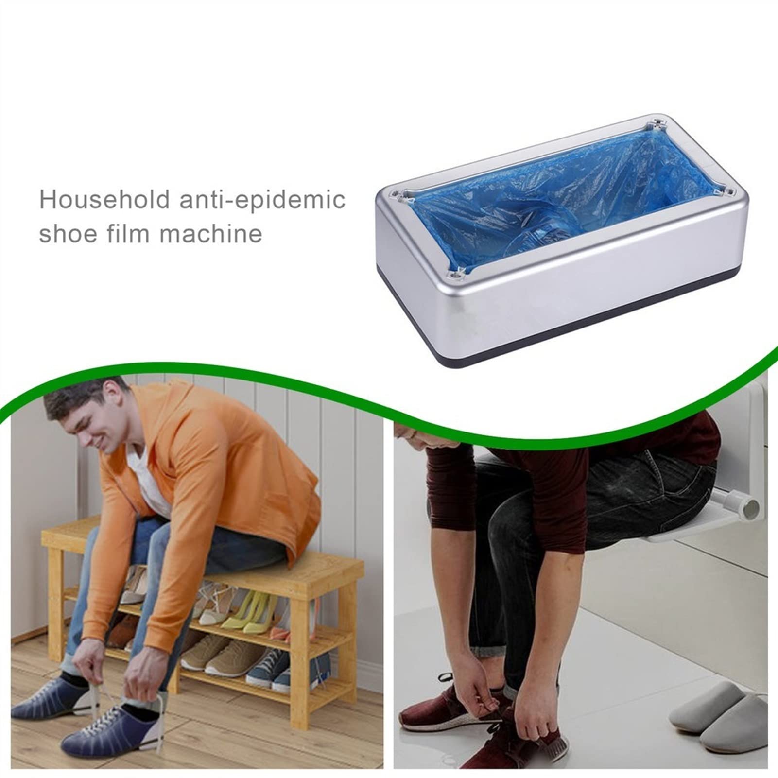Máquina automática para Cubrir Zapatos, Fabricante de Botines Desechables para el hogar con 100 Cubiertas para Zapatos Dispensador Inteligente de Cubiertas para Zapatos (Color : Sliver)