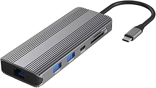 10 In 1 TypeC USB HUB To HDMI2.1 HDMI2.0 HDTV Rj45 1000M PD100W Reader TypeC Charge Adapter HP105 For Laptop SSDs 10-in-1 TypeC Docking Station PD100W USB HUB USB3.0 2xHDMI-Compatible Rj45 1000M