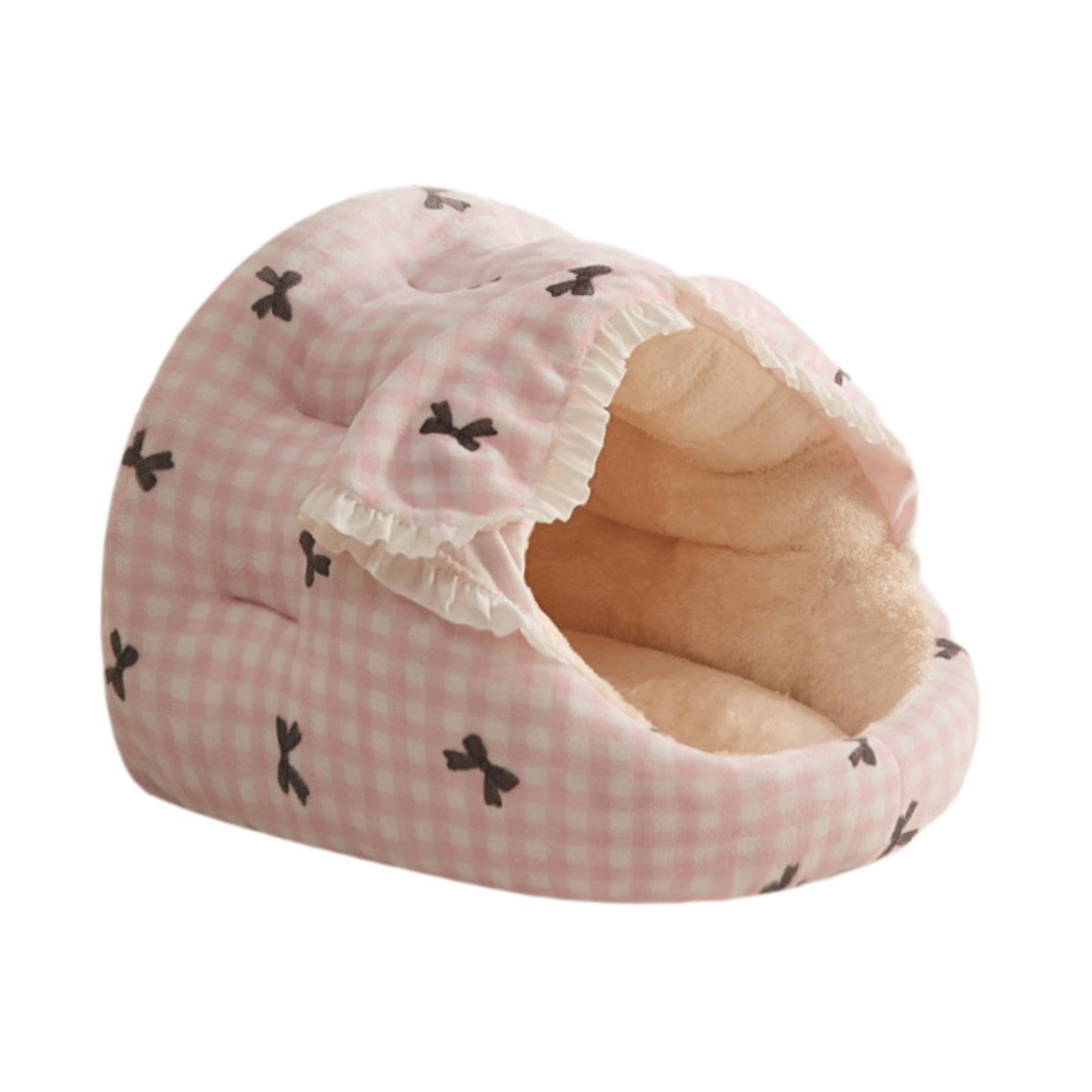 B Baosity Cama para Gato con Cubierta Cama para Perros Cama Nido para Gatos Pequeños Y Medianos Suave Y Cómoda de Felpa Adecuada para, Rosa