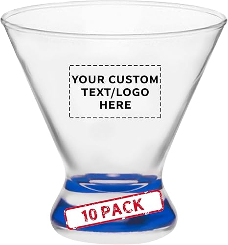 Libbey - Vasos de Martini personalizados de 8.25 onzas, juego de 10, paquete personalizado a granel, ideal para cócteles, recuerdos de boda,