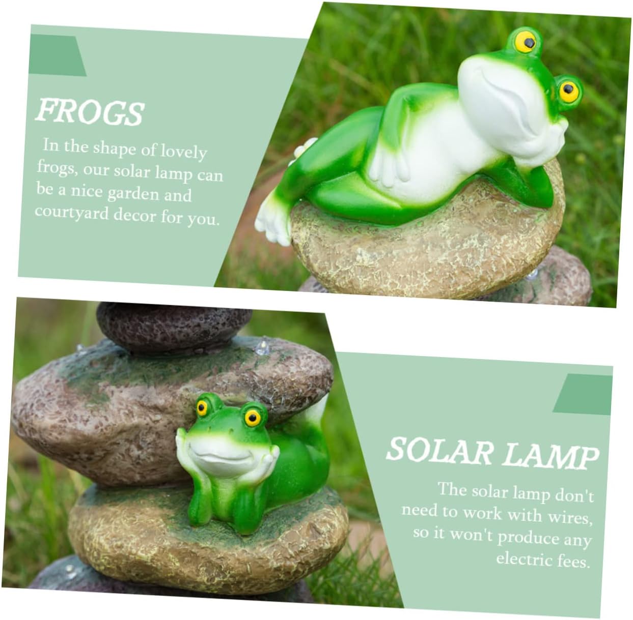 POPETPOP Charming Solar Light Garden Statue Resin Outdoor Frog Figurine for Yard Adorable Frog LED Lights for Patio and Lawn Decor