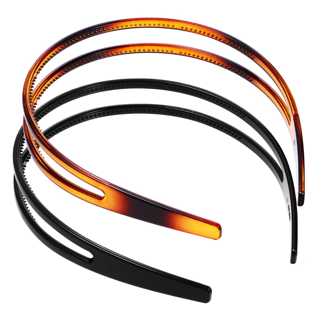 Minkissy Hard Plastic Headbands Double Row Hair Hoops Vintage No Slip Hair Bands with Teeth for Women, 2pcs