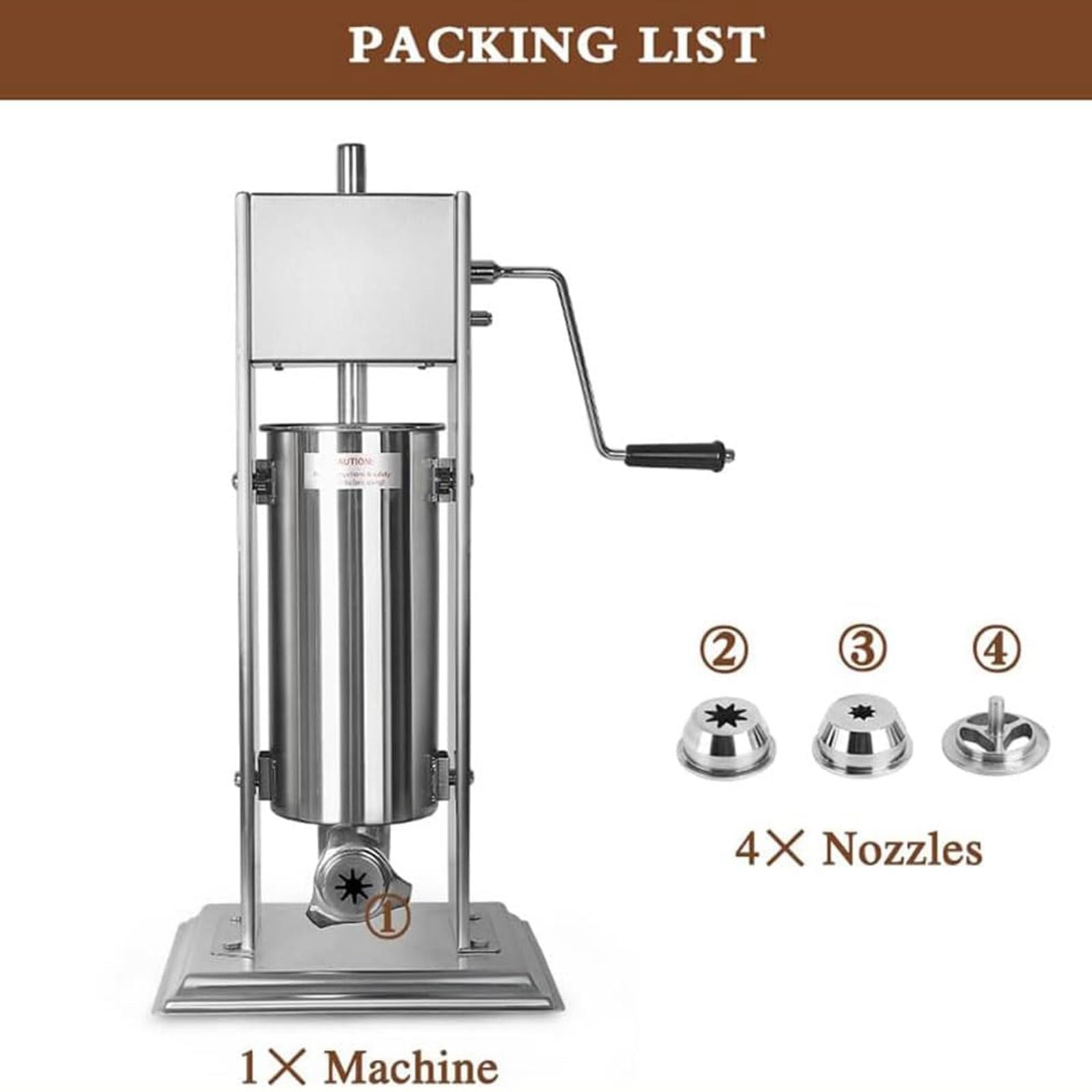 Machine à Churro Espagnole Verticale Commerciale, Machine à Churros Manuelle, Machine à Churros en Acier Inoxydable avec 4 Buses, pour Les Restaurants Et Les Boulangeries,5L