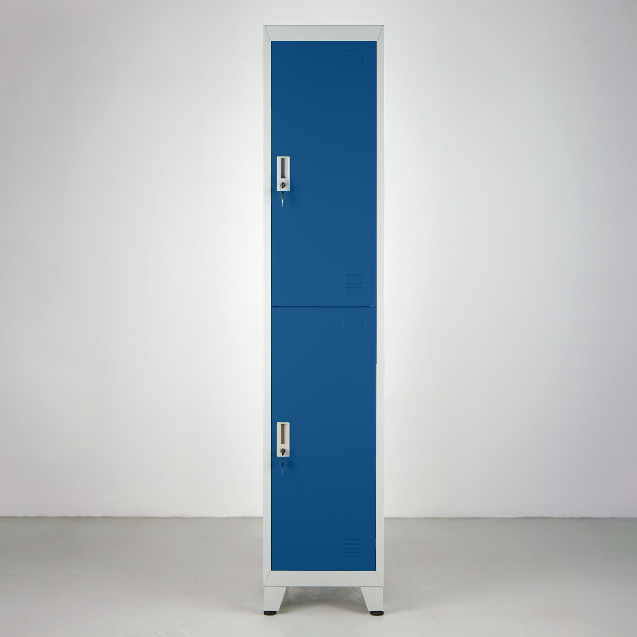 Brigros - Armadietto Metallico Multiuso, Armadio Spogliatoio Salvaspazio Con Serratura, Armadietto Vari Ripiani Con Ante In Metallo Per Ufficio O Spogliatoio (Blue, 2 Ante)