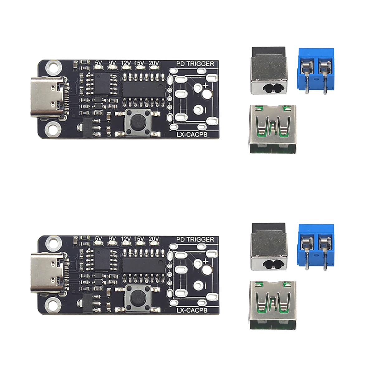 2 PCS USB-C PD3.0 Trigger Board Power 5V 9V 12V 15V 20V 5A Adjustable Voltage Module Type-C Female Input