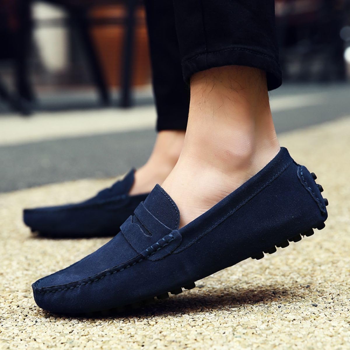 Hombres Elegante Hebilla Mocasines Comodidad Ante Zapatos de Conducir Estiloso Pantuflas Holgazanes Slip On Verano Plano Cuero Zapatos de Conducción 38-49 EU