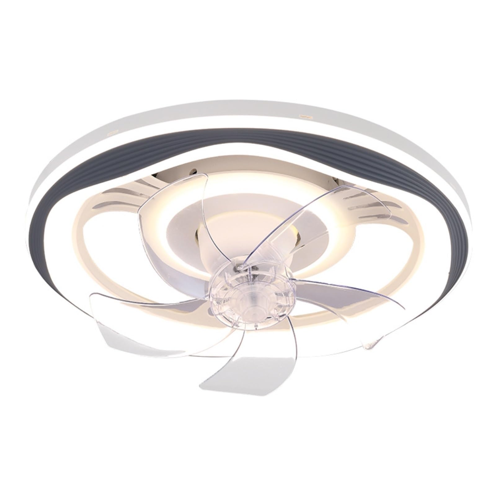 ERETYRET Ceiling Fan Light Invisible LED Bedroom Main Simple Integrated Nordic Zhongshan Lamp Quiet Cooling(Grey)