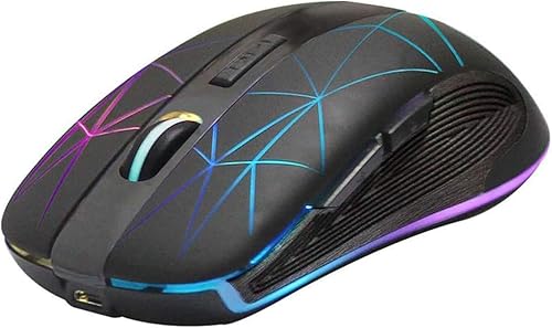Miniatura 3 de Rii Ratón inalámbrico RM200, mouse inalámbrico 2.4G, 5 botones, recargable RGB inalámbrico con receptor nano USB, 3 niveles de DPI ajustables, mouse