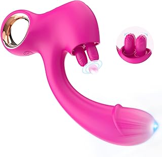 Clitoral G Spot Vibrator for Women, Double Licking Clit Vibrator with 10 Swing & Vibrating Modes Rechargeable Realistic Dildo Vibrator for Multiple Stimulation, Adult Sex Toys for Women Couples