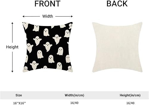 Miniatura 2 de Juego de 2 fundas de almohada decorativas de Halloween de 16 x 16 pulgadas, juego de 2 bonitas fundas de almohada de fantasma negro para decoración