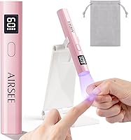 Vista 8 de AIRSEE Mini Handheld UV Light with Storage Bag & Stand,Cordless and Portable Nail Lamps,2 Timers & LCD Display for Fast Cure All Soft Gels, Blue