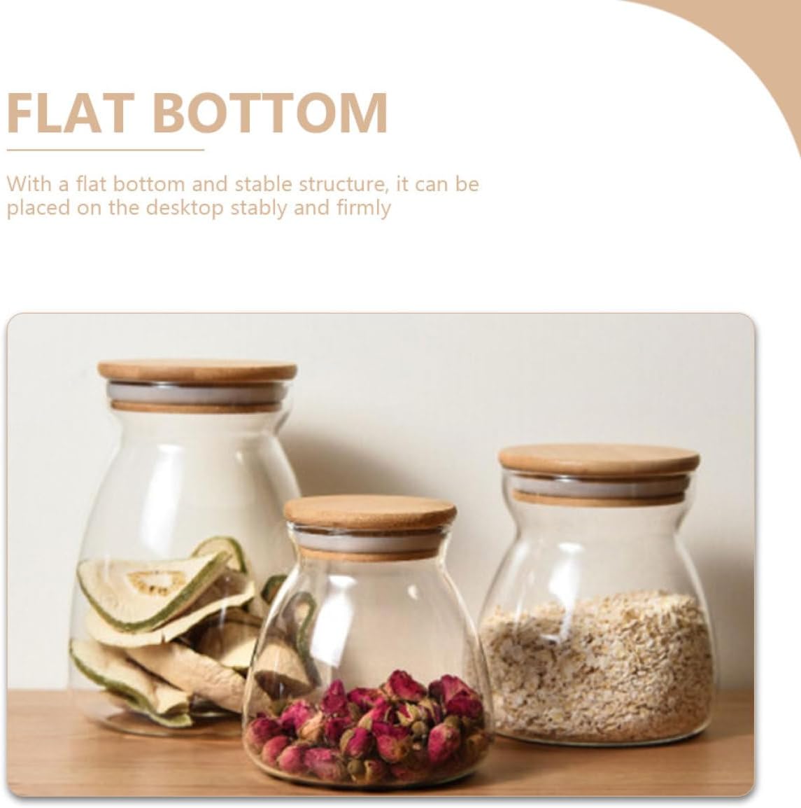 ibasenice 2pcs 1000ml Glass Grain Storage Jars with Lids, Household Candy and Snack Sealing Canisters for Kitchen Food Organization