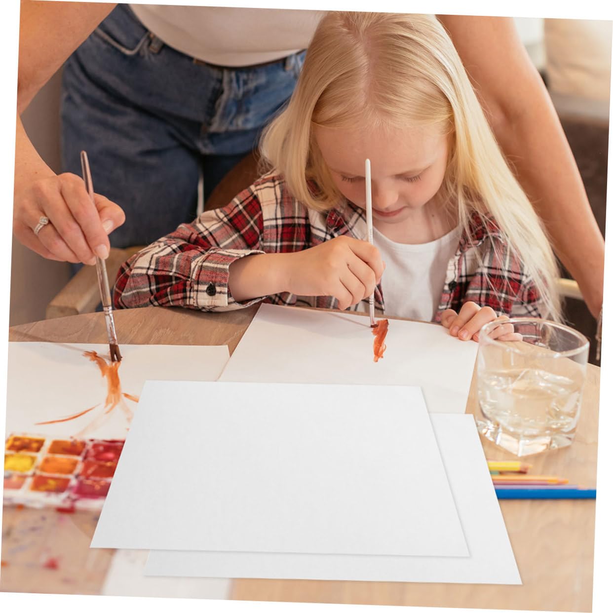 Aquarellpapier Wasserfarben 160g 8k, Grob Strukturiert, 100 Blatt | Weißes Papier, Zwei Packungen, Großpackung, für Malerei, Zeichnen und Vielfältige Techniken