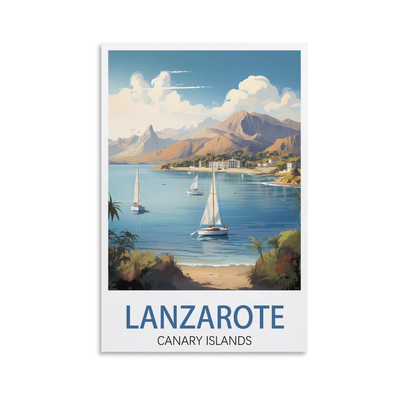 ORBANA Lanzarote Canary Islands Vintage Travel Posters Landscape 08x12inch(20x30cm) Canvas Print for Living Room, Bedroom, Dorm, Home, Office Wall Decoration