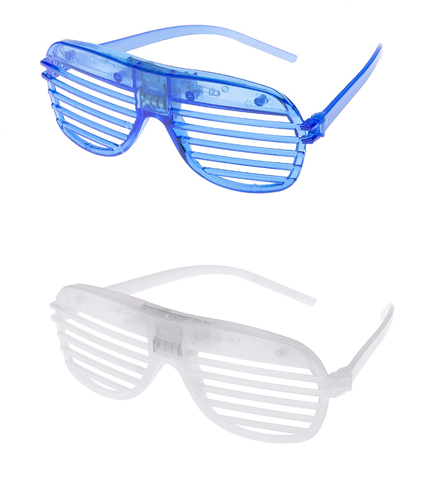 Ultra 1 Blue 1 White LED Shutter Glasses - Party Flashing Glasses with Lights - Neon Glasses Rave Accessories - Futuristic LED Glasses 6 Colour Rave Glasses - Light Up Glasses - Glow LED Sunglasses