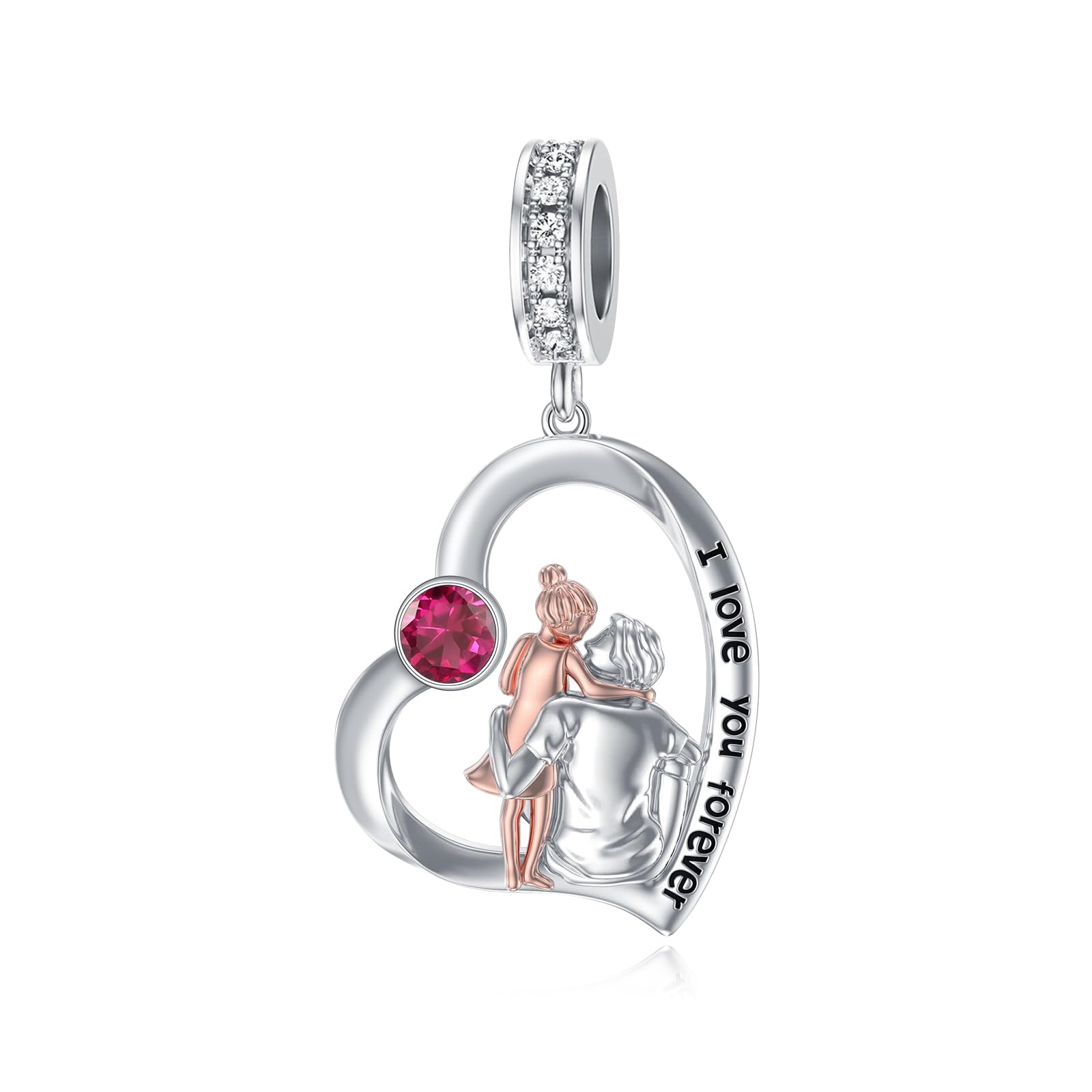 PROESS Father Mother Daughter Charm fit Charms Bracelet Sterling Silver Charms for Bracelets Birthday Valentines Day Gifts for Daughter Mother Lover