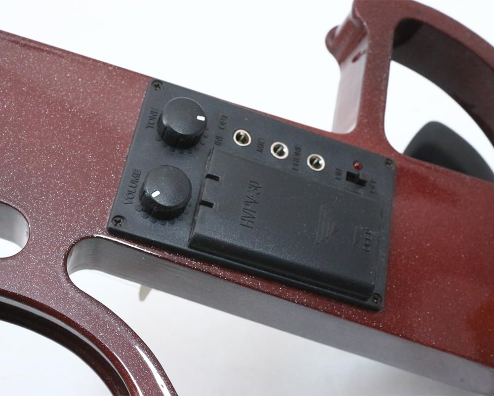 Violino elettrico 4/4 intero silenzioso in legno massello con accessori in ebano, con custodia, arco, cuffie, cavo, corde per studenti, principianti e adulti (Rosso vino), EV8 presa jack
