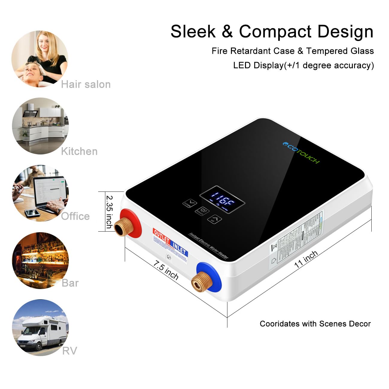 Tankless Water Heater Electric 240V, On Demand Instant Hot Water Heater  Digital Display 5.5kW,Overheating Protection, Black - Amazon.com