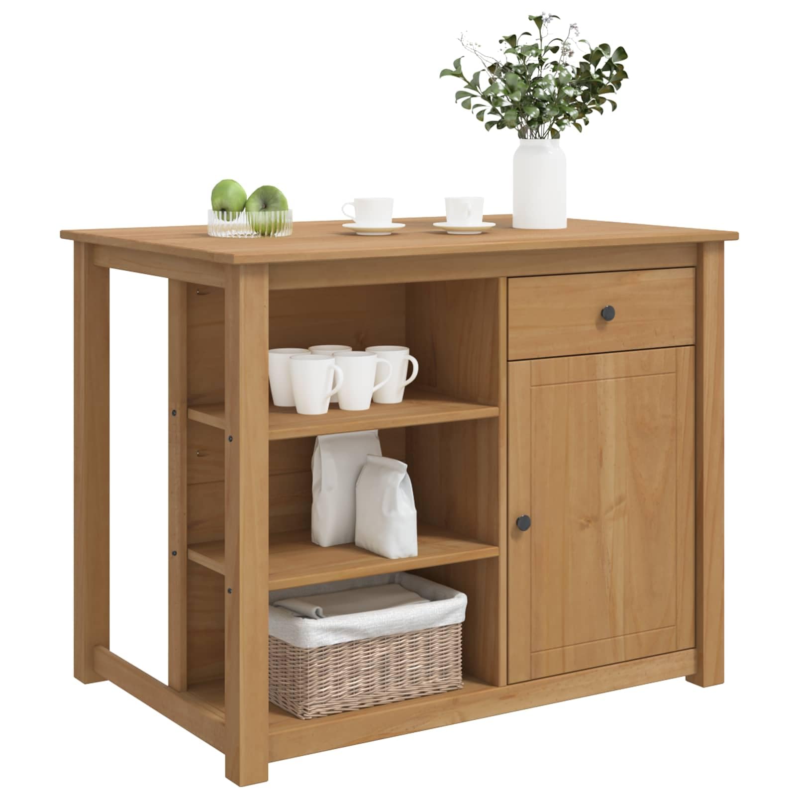 Set di isole da cucina, 2 pezzi, in legno massello di pino e cera