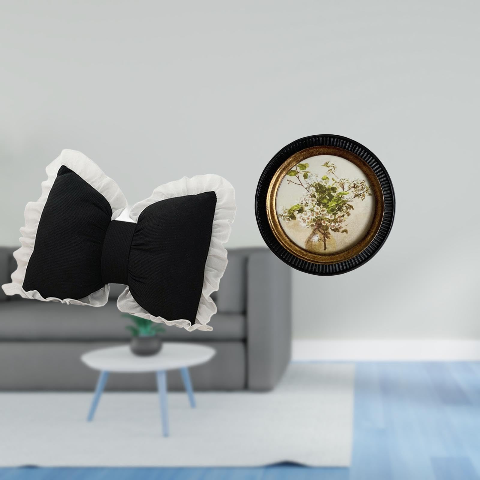 SECRET DESIRE Modern European Bow Cushion with Ornate Embossed Resin Frame Comfortable Bedside Chair for Study Room Antique Decorative Retro Home Decor|Home D?©cor|Pillows-image-6