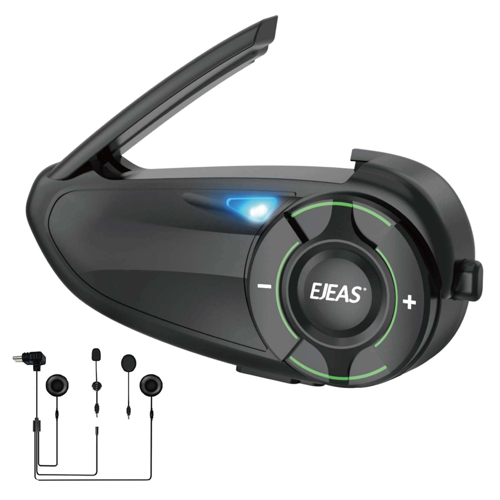 EJEAS Q8 - Auriculares de intercomunicación Bluetooth 5.1 con malla para motocicleta con intercambio de música y reducción de ruido CVC para 6 conductores (1 unidad)