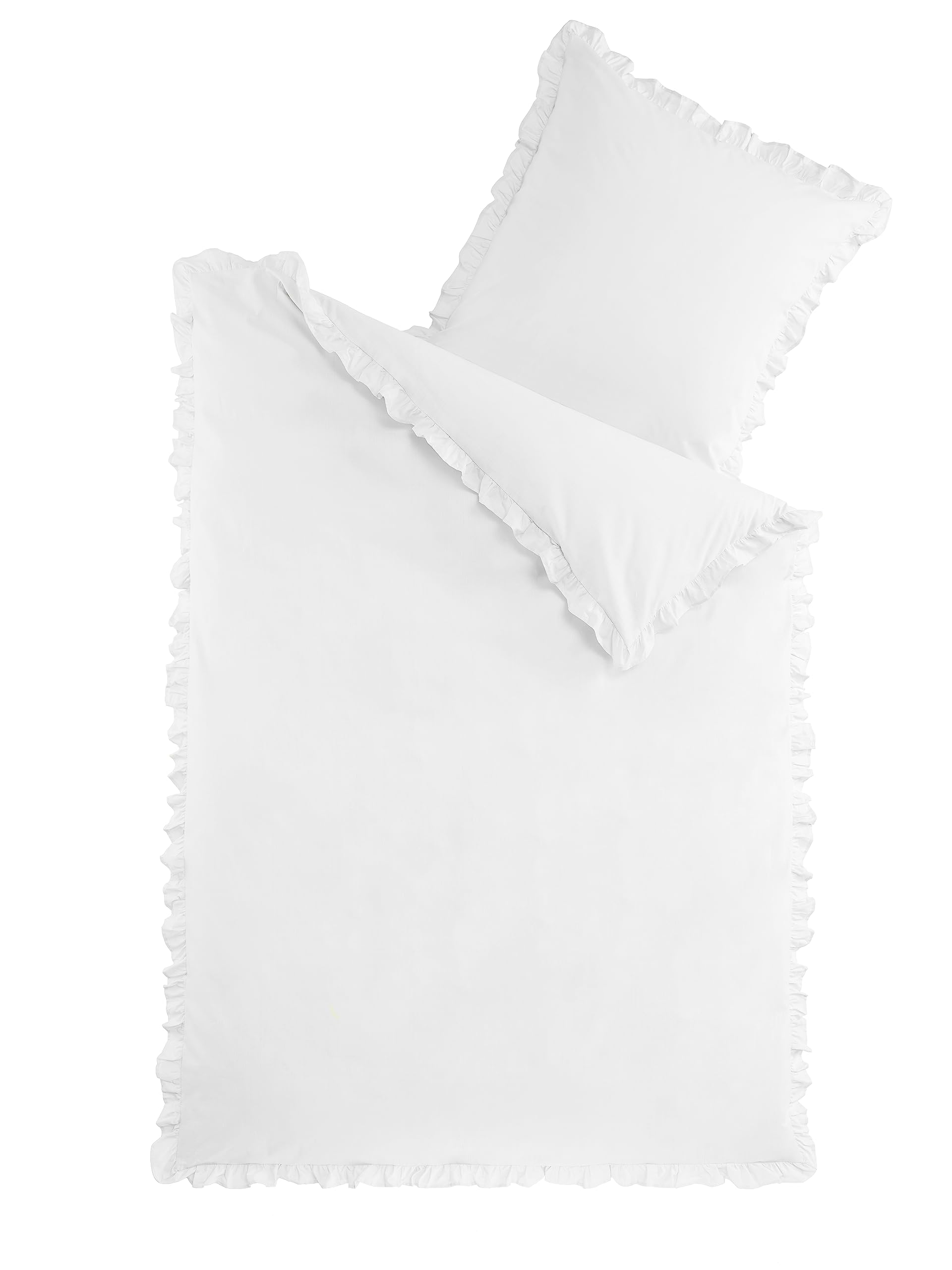 Rüschen Bettwäsche Set, 4-TLG., 135x200, Weiss